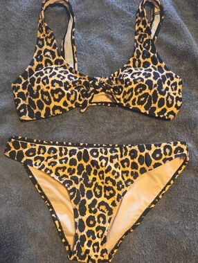 Leopard Print Bikini Swim Set - Yellow/Black